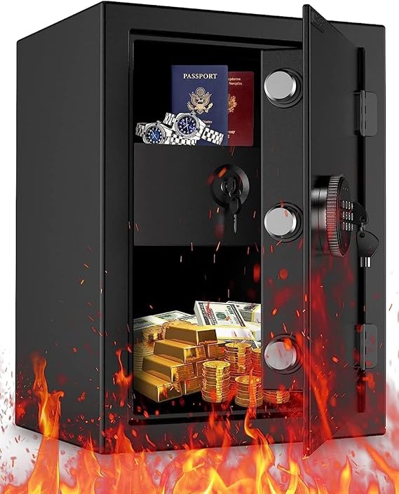 WASJOYE 57L Fireproof Large Safe with Fireproof Drawer (50 x 37 x 31 cm)