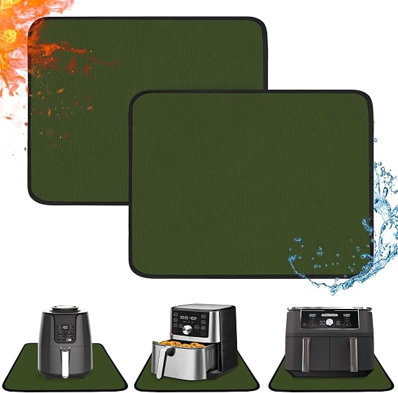 2 PCS Heat Resistant Mats for Countertop Air Fryer, 24x16in, Green