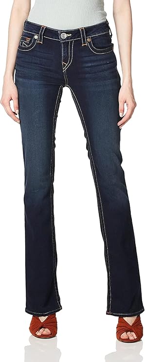 True Religion Womens Becca Mid Rise Bootcut Jeans Premium Stretch Denim, Flattering Ladies Jeans