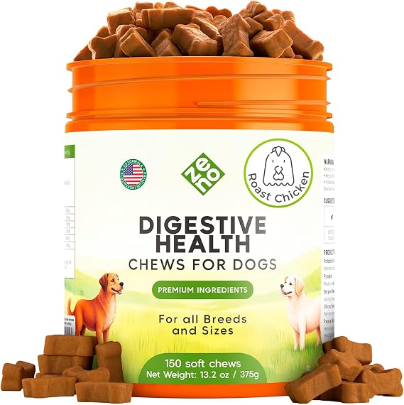 ZENO Probiotics for Dogs Chews 150Pcs - Digestive, Gut Health & Diarrhea Support - Chews for Dogs - with Probiotics, Enzymes & Natural Ingredients - Chicken