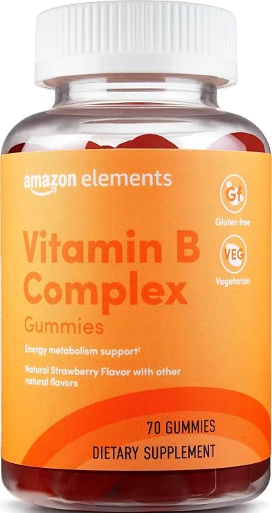 Amazon Elements - B-Complex, Supports Immune and Normal Energy Metabolism, 70 Gummies, 70-Day Supply, Vegan, Adult, Non-GMO (Previously Revly)