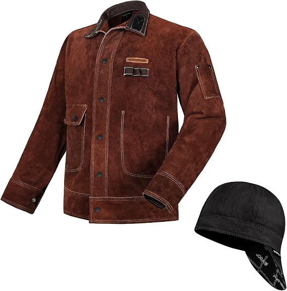 ARCCAPTAIN Reversible Welding Cap with Leather Welding Jacket