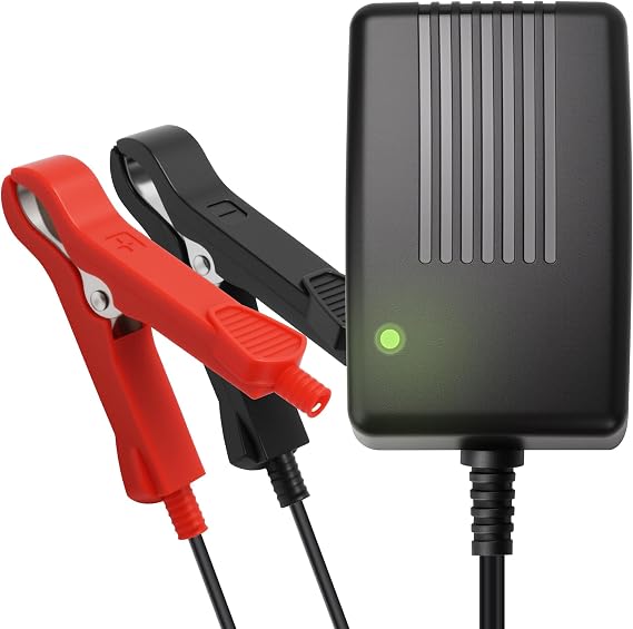 TYKOOL 12V 2A DC Automatic Smart Trickle Battery Charger with Dual Alligator Clips, UL Certified - Compatible with LiFePO4/Lead Acid AGM Batteries (5-20Ah) - for Motorcycle,Ride on Toy Car,Lawn Mower