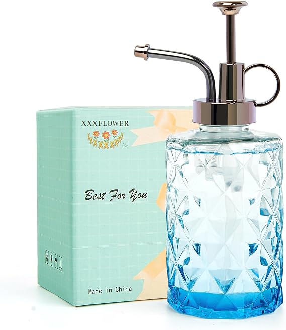 FLOWER Upgraded Glass Plant Mister Spray Bottle Blue 0.33L/11.15oz