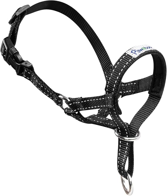 Pawaboo Dog Muzzle, Head Halter Collar for Dog Nylon Reflective Adjustable
