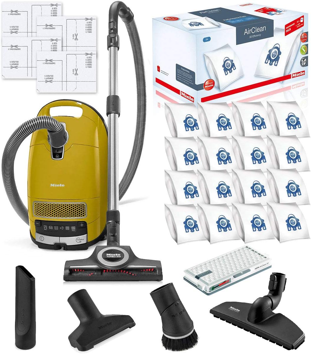 Miele Complete C3 Calima Canister HEPA Vacuum Cleaner  STB 305-3 Turbobrush Bundle - Includes Performance Pack 16 Type GN AirClean Genuine FilterBags  Genuine AH50 HEPA Filter