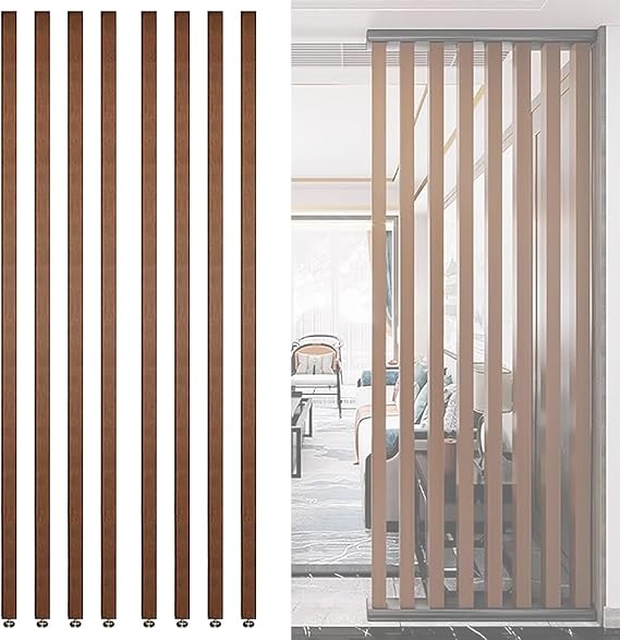 Wall Partition Room Divider Floor to Ceiling Wooden Slats - Freestanding Modern Wall Post Partition for Entrance Restaurant Office Decor Column - 70 to 230cm Tall Privacy Screens Post(8 pack,240cm/94.