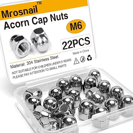 22PCS M6 Acorn Nuts, 304 Stainless Steel Hex Cap Nuts