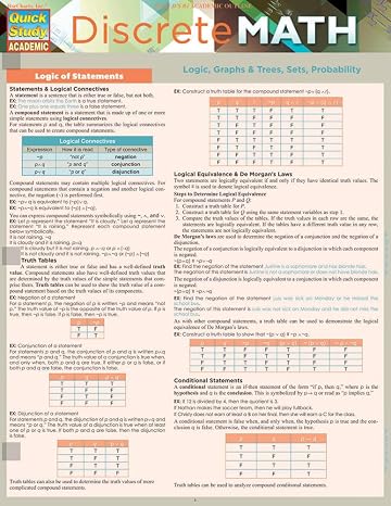 Discrete Mathematics: QuickStudy Laminated Reference Guide (Quick Study Academic)