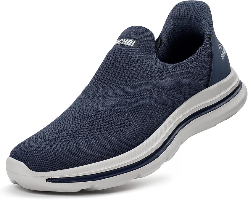 ODCKOI Slip On Trainers Men's Without Laces Shoes Outdoor Sports Shoes Lightweight Breathable Hands-Free Leisure Road Running Shoes