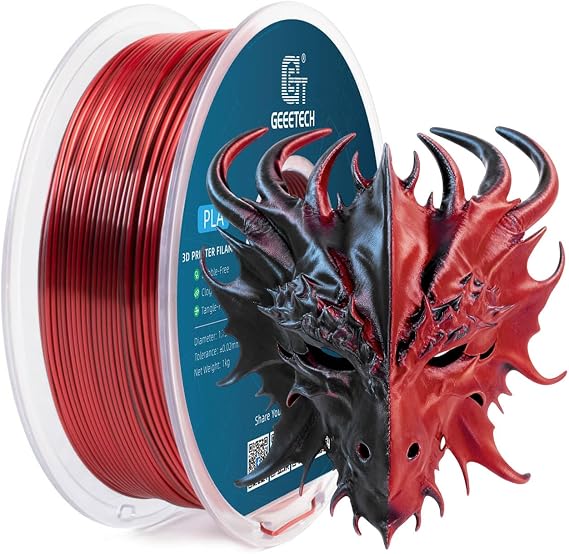 Geeetech Silk Dual-Color PLA Black Red Filament 1.75mm for Bambu AMS