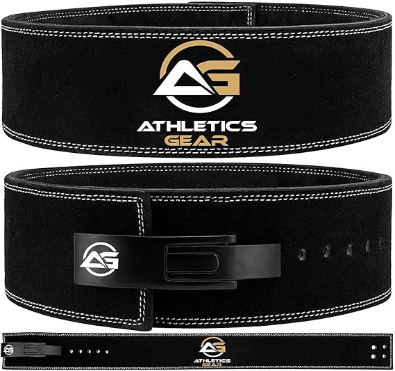 Weight Lifting Belt by AG - 4-inch Wide & 8mm Thick Leather Weightlifting Belt with LEVER Buckle – Gym Lifting, Powerlifting, Workout, Weight Belt for Men & Women