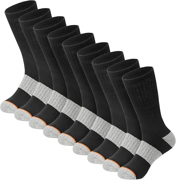 Worksite Mens Cotton Moisture Control and Cushioned Crew Socks Comfort Soft Breathable Multipacks Men Size 6-12