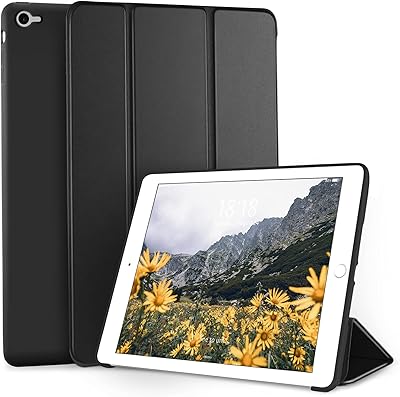 DTTO for iPad Air 2 Case 2014 Released, Ultra Slim Lightweight Smart Case Trifold Stand with Flexible Soft TPU Back Cover for Apple iPad Air 2 Model A1566A1567, Black