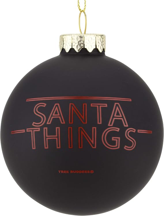 Tree Buddees Santa Things - Funny Stranger Things Parody Glass Christmas Ornament