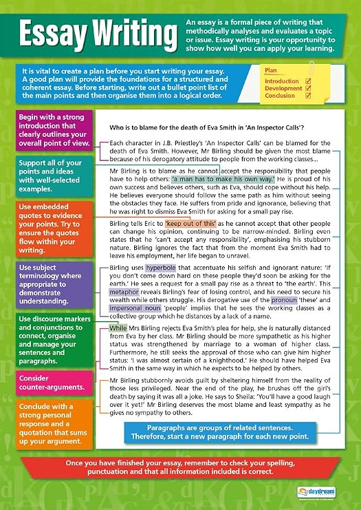 Daydream Education Essay Writing Classroom Poster - Gloss Paper - EXTRA LARGE 33 x 23.5 - English Language Arts Middle & High School Class Decoration - Wall Charts