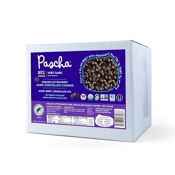Pascha 85% Cacao Dark Chocolate Chunks - Organic, Vegan, Gluten Free, 10lb