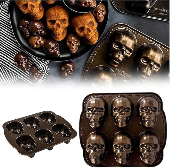 Skull Molds for Baking Skull Baking Cookware, Halloween Baking Pans Skull Baking Pan Skull Cake Pan for Muffin, Gelatin, Skull Cake, Pudding, Soap, Cakele, Halloween Cookware