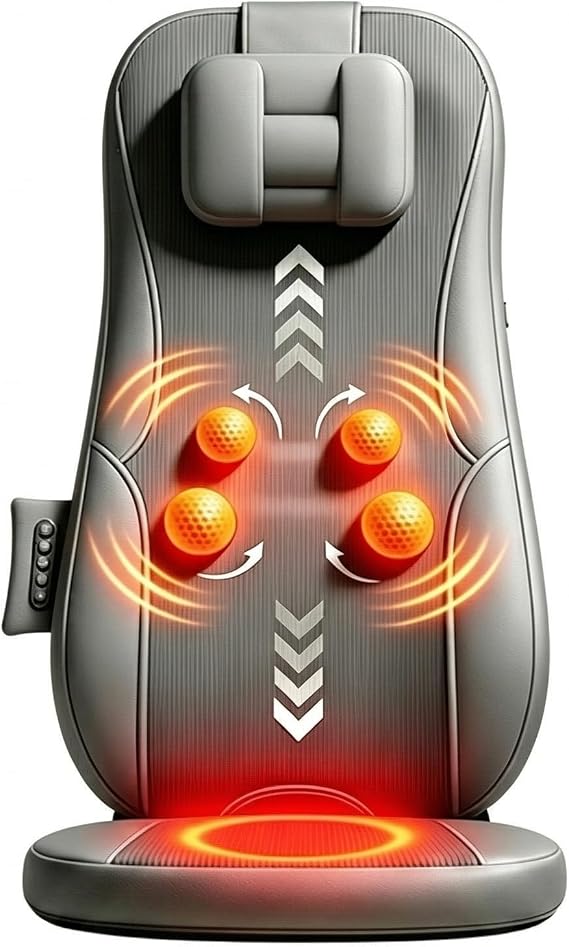 Shiatsu Back Massager with Heat Deep Tissue Kneading Massage Seat Cushion, Targeted Massage Positioning, Full Back Coverage, Body Massager for Home or Office Chair Use