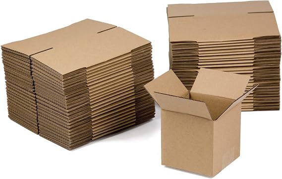 SUNLPH 50 Pack 4x4x4 Inches Shipping Boxes, Small Corrugated Cardboard Boxes for Mailing and Packing, Brown