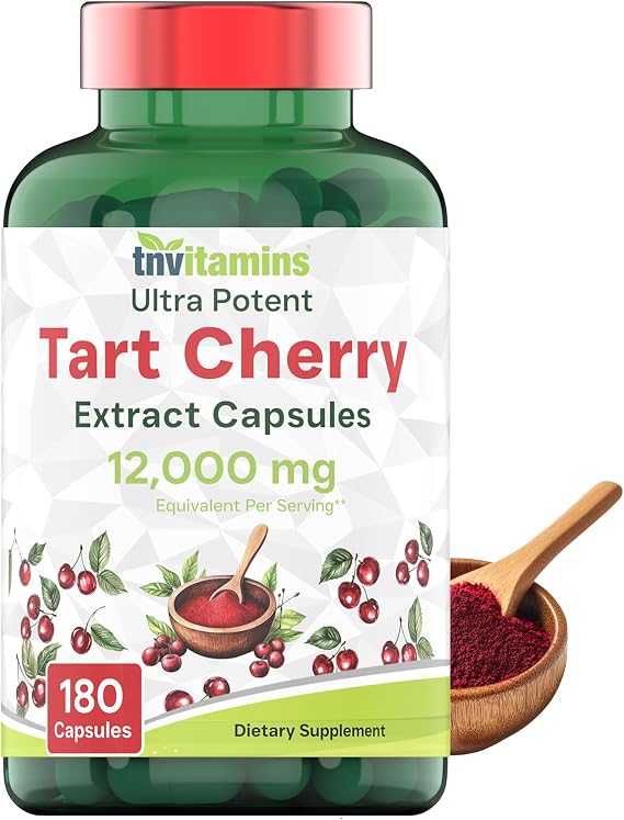 Tart Cherry Capsules 400 mg of 30:1 Extract Per Serving - 180 Count | Ultra-Potent Tart Cherry Extract Capsules | Joint, Sleep, Recovery Support* | High in Antioxidants | Non-GMO | Made in the USA!