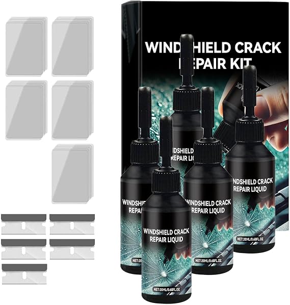 Windshield Crack Repair Kit, Windshield Repair Kit for Chips and Cracks, Car Windshield Chip Repair Kit, Glass Repair Liquid for Automotive Window Crack, Quick Fix Tool (5 Set)