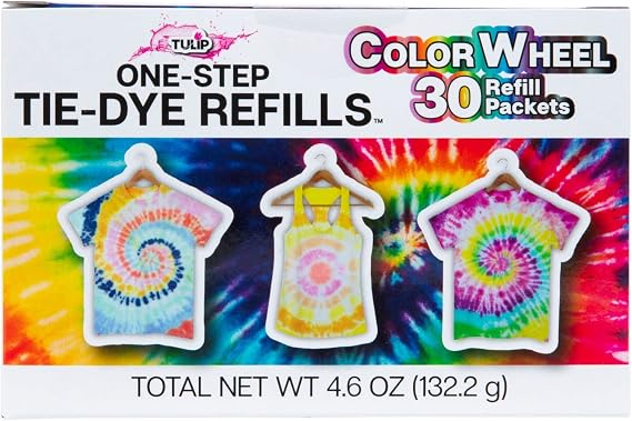 Tulip One-Step Tie-Dye Refills, Color Wheel, Permanent Fabric Dye, 30 Pack