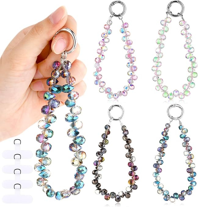 Quelay 4 Pack Beaded Phone Wrist Strap
