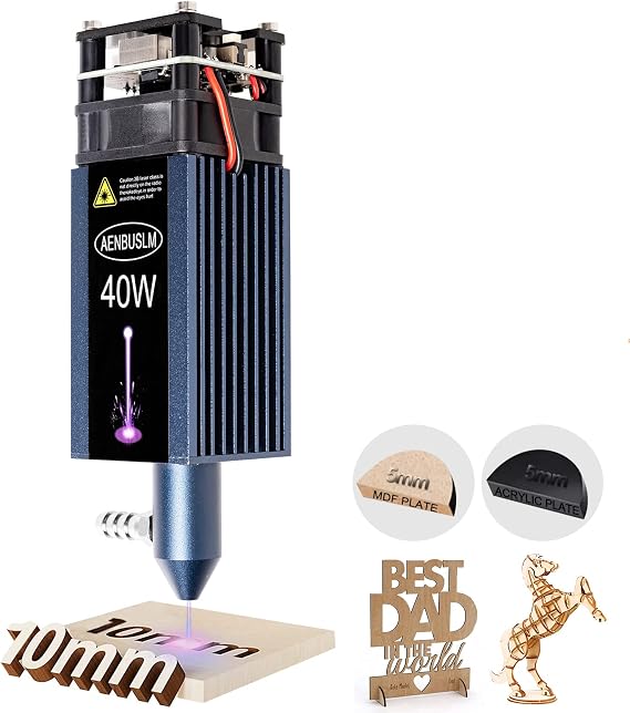 AENBUSLM 40W (5.5W Output Optical Power) Laser Module, 450nm Laser Head for CNC Laser Cutter Machine, Ultra Fine Air Assist DIY Laser Engraving Tool Suitable for Wood Metal Acrylic Paper Etc