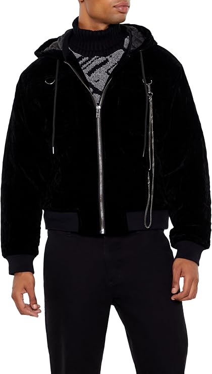 Forever 21 Men's Hooded Velvet Wallet Chain Jacket