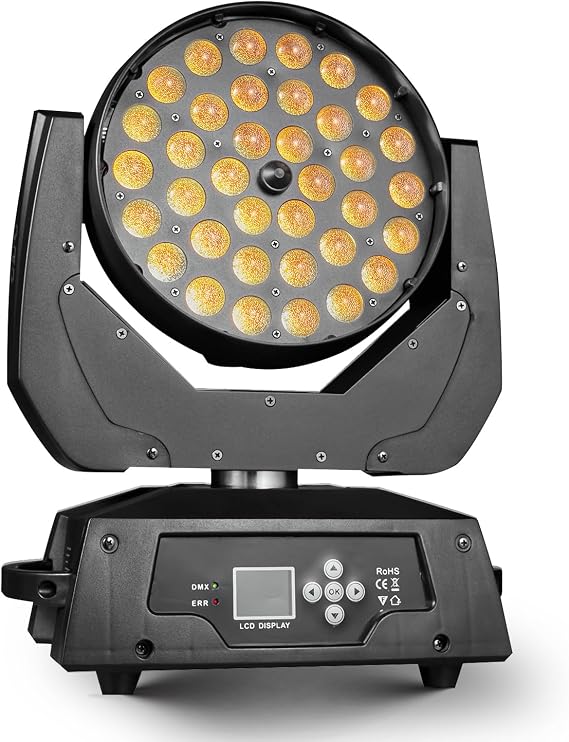 Moving Head DJ Lights 36x18W Wash Zoom Stage Light 6in1 RGBWAUV LED 2000K-6000K Stage Lighting DMX512 14/19 CH Sound Activated RDM for Wedding Event Party Christmas Halloween