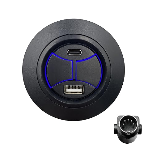 2 Button 5 Pin Power Recliner Round Hand Control with USB Type A C Port | Backlight, Electric Sofa Lift Chair Hand Controller Replacement