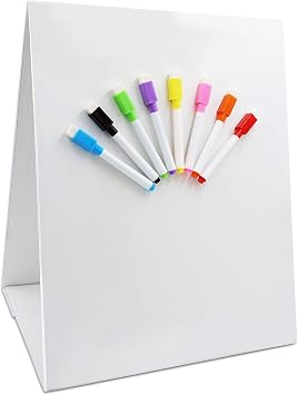 Magnetic Tabletop Desktop Easel &Whiteboard with Bonus 8X Dry Erase Markers. Double Sided and Self-Standing (16 X 12.5)