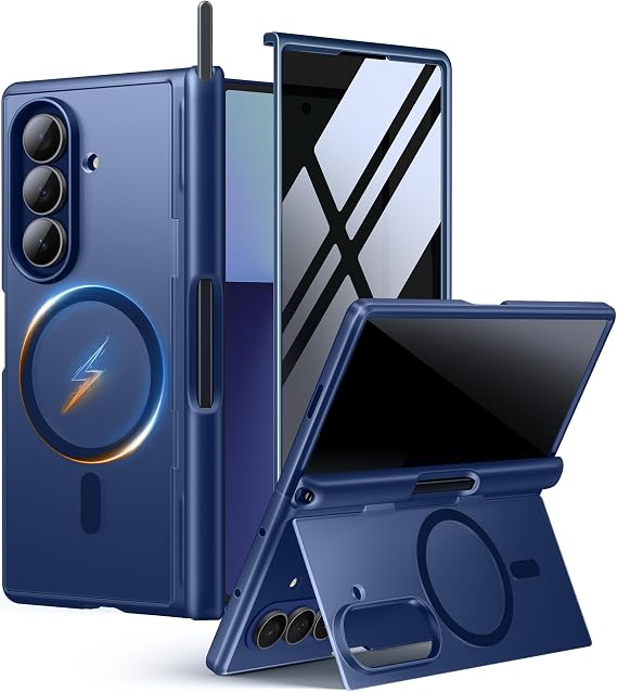 MOBOSI for Samsung Galaxy Z Fold 7 Case with Stylus Pen, Blue | Compatible with Magsafe, Built-in Kick stand & Privacy Screen Protector & Full Body Hinge Protection & Pen Slot, Slim&Thin