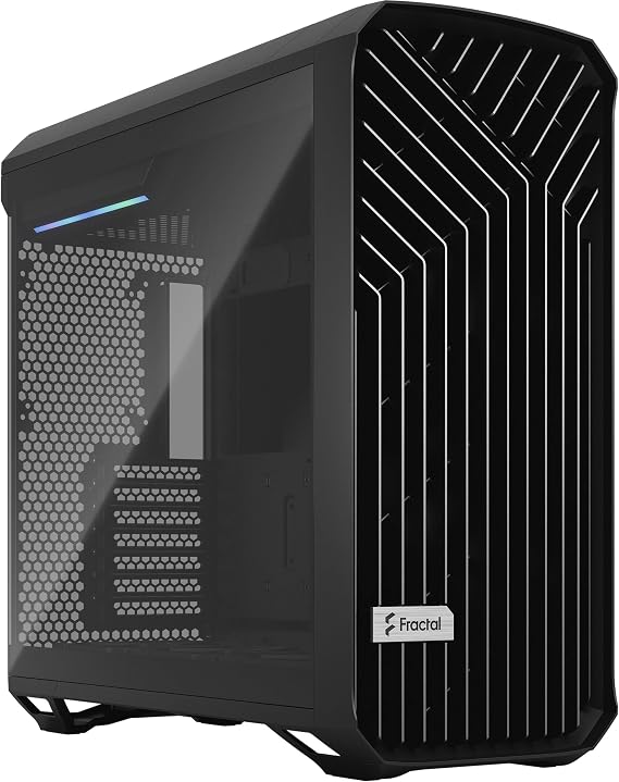 Fractal Design Torrent Black - Light Tint Tempered Glass Side Panel - Open Grille for Maximum air Intake - Two 180mm PWM and Three 140mm Fans Included - Type C - ATX Airflow Mid Tower PC Gaming Case