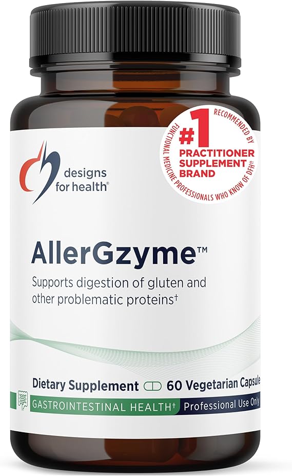 Designs for Health AllerGzyme Digestive Enzymes Supplement - Supports Digestion of Gluten, Dairy + Problematic Proteins with Protease + Bromelain - Non-GMO + Dairy Free (60 Capsules)