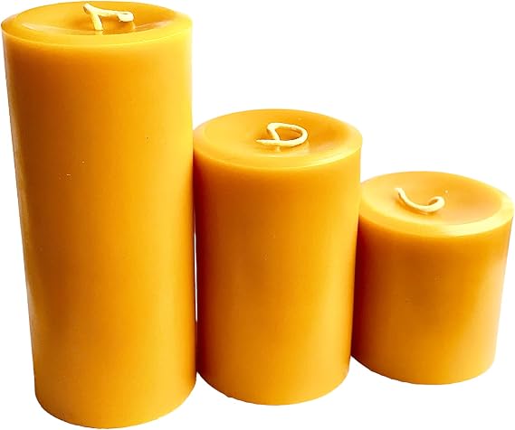 4" wide Beeswax Candle up to 9" tall | 100% Pure Beeswax Pillar | Homemade Candles | Handmade Candles | Farmhouse Decor | Gift For Her (Set of all 3)