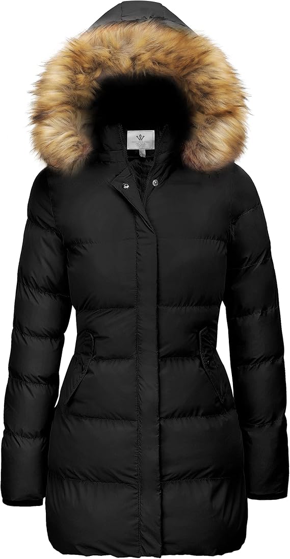 WenVen Women's Winter Thickened Long Puffer Coat Warm Parka Jacket | Removable Faux Fur Hood, Windproof Waterproof, Plus Size Available