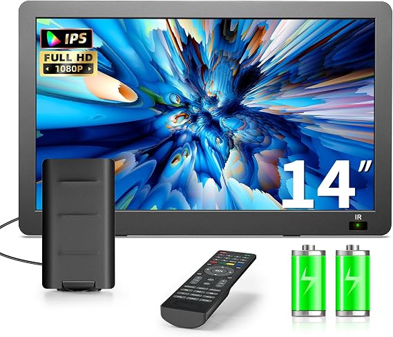 14 inch Portable TV with Upgraded Antenna, LCD Monitor 1080P