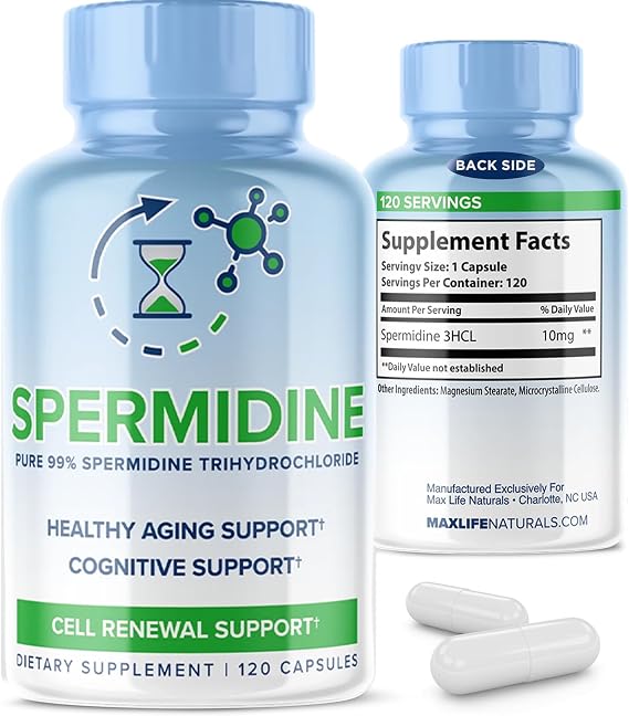 MaxLife Naturals Spermidine Supplement 10mg Trihydrochloride, 120 Capsules