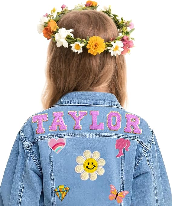 Personalized Kids Denim Jacket with Names, Custom Name Long Sleeve Toddler Jean Jacket, Kids Back to School Clothes, 1-8 Years Old Girl Boy Customized Birthday Christmas Gifts
