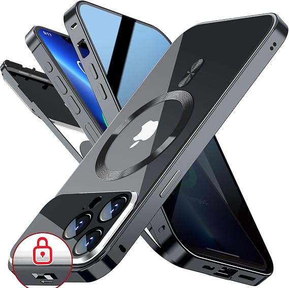 Magnetic Privacy Case for iPhone 13 Pro, Full Camera Protection-Black