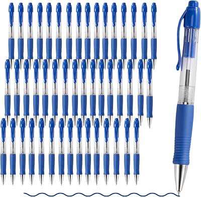 BallPoint Pens Bulk, 100 Pack Blue Ink, No Bleed Blue Ink with soft Grip, Click Pens for Office Home and School, Retractable Ballpoint Pens, Medium Point, 1.00MM Smooth Writing Blue