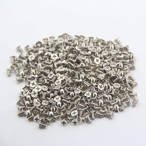 100-Pack M3x5mm Flat Head Phillips Screws for 2.5" SSD/HDD - Alloy Steel Nickel Plated Mounting Screws for PC Case, Laptop, Server Caddy & Gaming Consoles