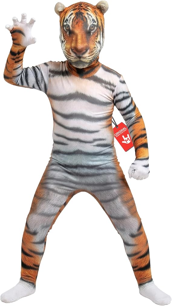 Morphsuits Tiger Costume For Kids, Orange Animal Print, Boys Girls Halloween Outfit, Kids Animal Cosplay
