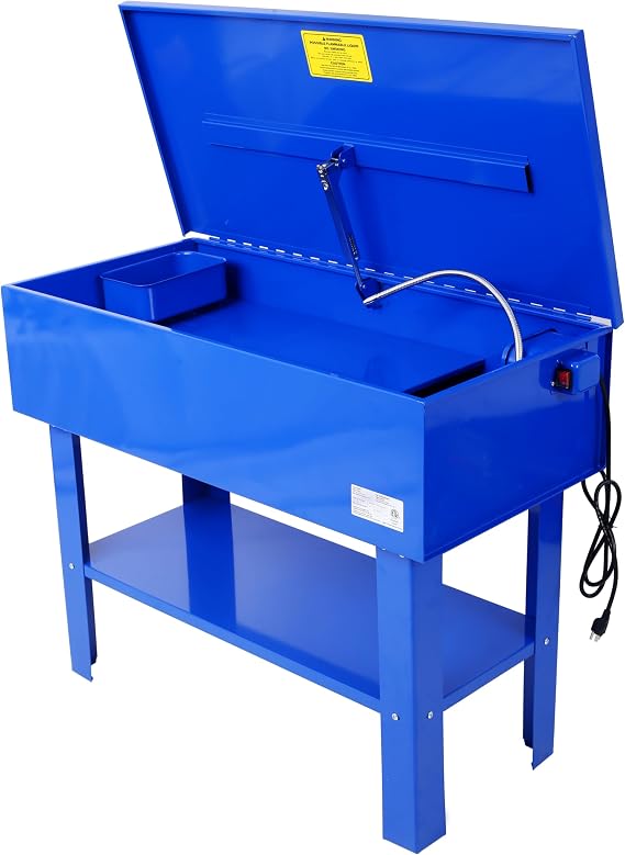 Parts Washer - 40 Gallon Cabinet Electric Solvent Pump Portable Automotive Parts Cleaner with Removable Shelf | Heavy Duty Power Parts Washer Tank for Wheel Bearings, Gears, Carburetors Blue