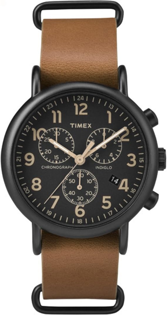 Timex Weekender Watch, Chronograph, 1.6 inch 40 mm, Belt Type:, tan/black