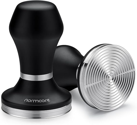 Normcore Espresso Tamper 58.5mm - Heavy Duty Handle Coffee Tamper Tamping Baristas - Interchangeable Tamper Base - 304 Stainless Steel Ripple Base