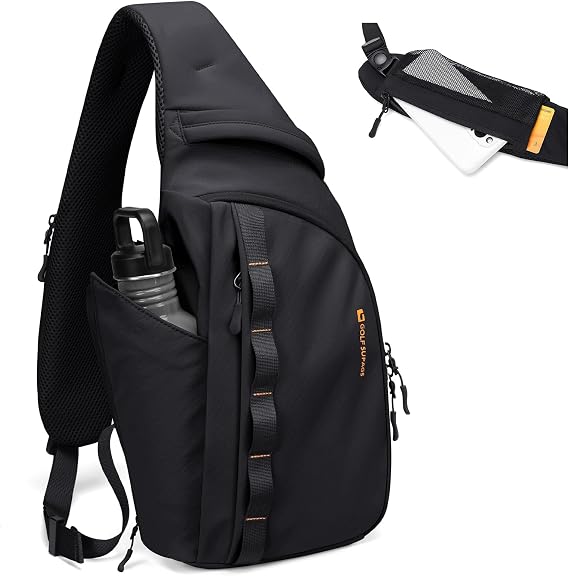 GOLF SUPAGS Sling Crossbody Bag for Men Women Tactical Shoulder Daypack Anti-Theft Cross Body Chest Bags for Casual Travel Hiking Sport Gym Motorcycle (Black)