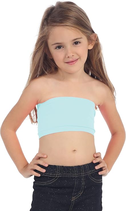 Kurve Girls Bandeau Tube Bra Strapless Cropped Sports Bralette Seamless Crop Top UV Protective Fabric UPF50+ Made in USA